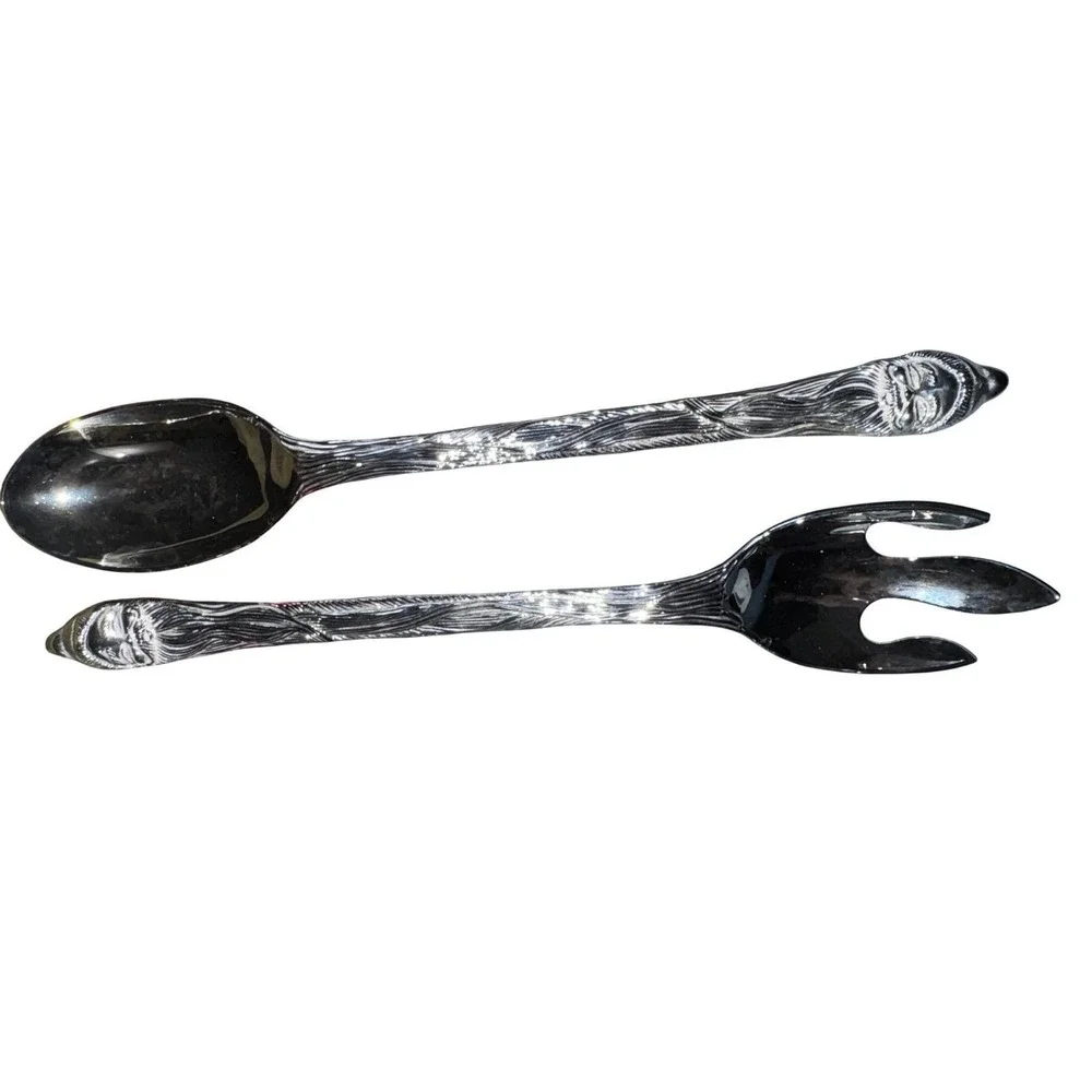 Vintage 1995 International Silver Co. Silverplated Santa Claus Spoon & Fork Set